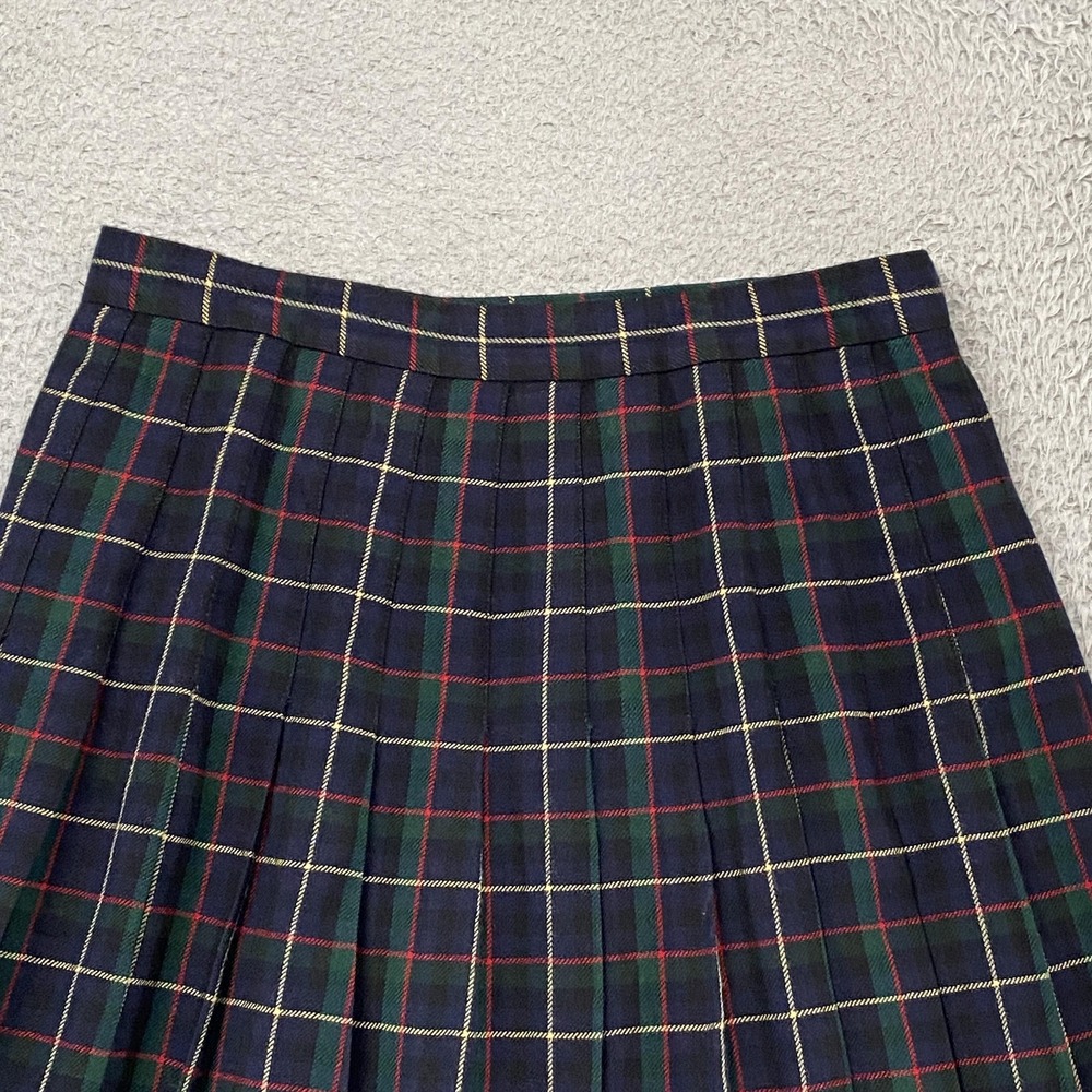 Talbots Vintage Skirt Womens 12 Plaid Wool Pleated Knee Length Made In USA 90s - Picture 2 of 13